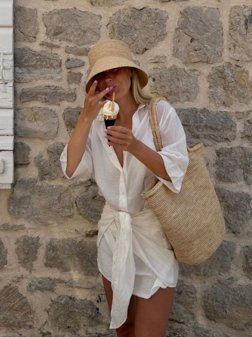 Raffia straw bucket sun hat